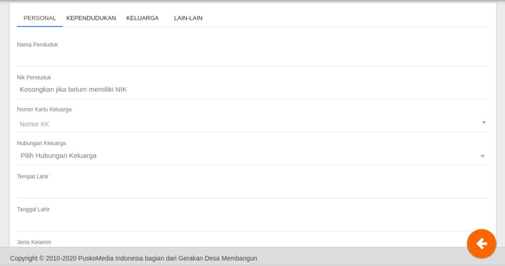 input data penduduk pindah datang 