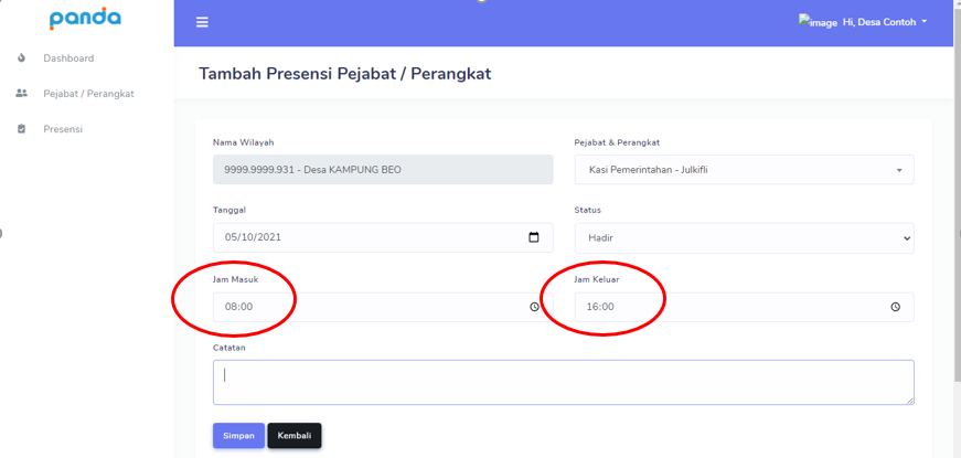 mengedit data untuk Check Out